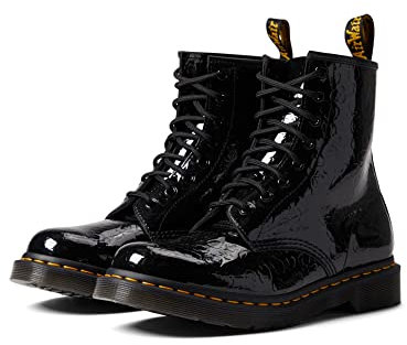 Dr. Martens Femme 1460 Amphibians, Black Patent Leopard Emboss, 36 EU