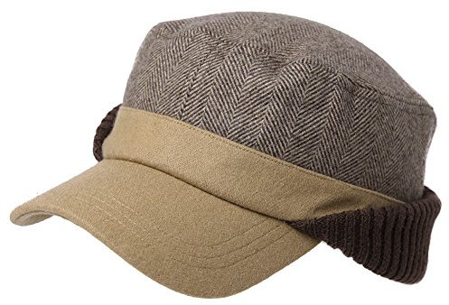 Fancet Unisex Ohrenklappe Armee Militär Radar Wintermütze Baseball Cadet Kappe 56-62 cm, 89078-khaki, large