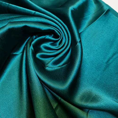 New Glossy Charmeuse Silk Satin Bridal Dress Polyester Lining Craft Fabric IND 44 Meter (Bottle Green)