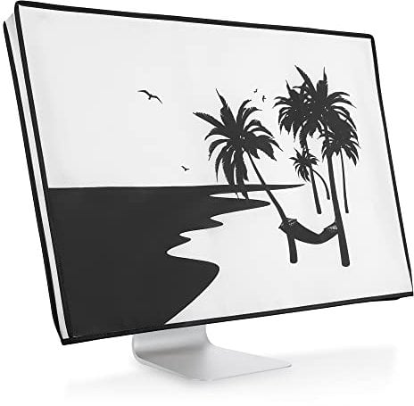 kwmobile 24-26 monitor Cover - Protezione Monitor PC Antipolvere Schermo Computer - Custodia Protettiva Relax sull'Amaca Bianco