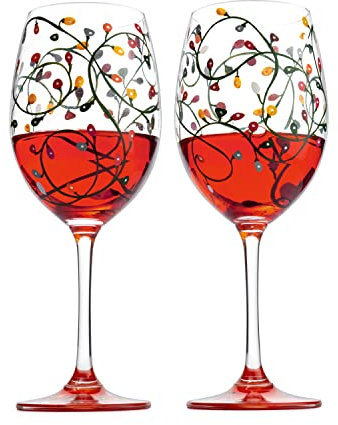 Stemmed Christmas Lights Ornaments Light Bulb Wine Glass Set of 2