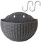 MISNODE 2 Stück Wand-Pflanzgefäße für Zimmerpflanzen, 26,7 cm Wand-Blumentopf, Rattan-Imitat-Vase mit S-Haken, Wandbehang, Blumen-Pflanzgefäße