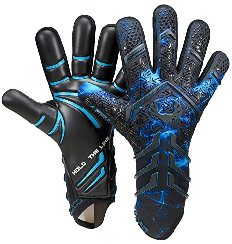 Renegade GK Apex Orion Trägerlose Profi-Fußball-Torwarthandschuhe | 4mm EXT Contact Grip | Gelb & Blau Torwart Handschuhe (Größe 12, Erwachsene, Evo2 Negative Cut, Level 5.5)