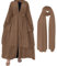OBEEII Damen Muslim Roben Einfarbig Lose Muslimisches Kleid mit Hijab Islamische Lange Gebetskleidung mit Ausgestellten Ärmeln Türkische Robe Strickjacke für Ethnische Braut Party Braun L