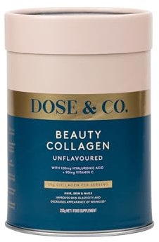 Dose & Co Beauty Collagen with Hyaluronic Acid and Vitamin C, Unflavoured - 255g Powder Supplement