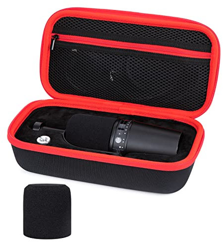 YOUSHARES MV7 Mikrofonhülle mit Mikrofonabdeckung Schaumstoff - Mikrofonhülle Hartschale mit Windschutzscheibe kompatibel mit Shure MV7 USB Kondensatormikrofon