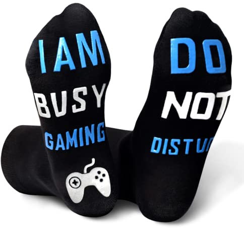 Funny Novelty Gifts Gaming Socks - Christmas Stocking Fillers for Teenage Boys Girls Presents for Men Dad Women Secret Santa Birthday Valentines Gifts for Him Do Not Disturb I Am Busy Gaming Socks