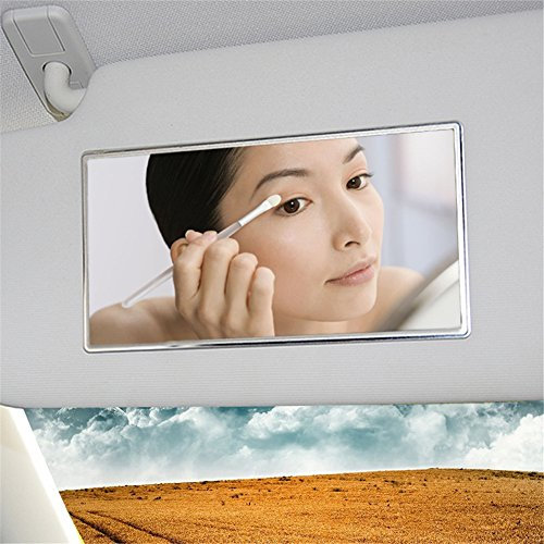 FIYSON Car Cosmetic Mirrors,Portable Car Mirror Sun Visor,Stainless Steel Self-Adhesive 15 x 8 cm Sun Protection Mirror,for Car Sun Visor Car Seat Backrest Bathroom or Bedroom Wall