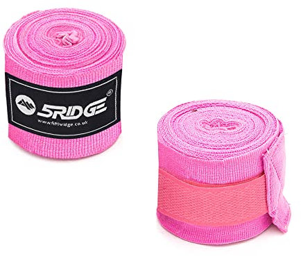 5RIDGE Bandes de Boxe 2,5 m, MMA sous Gants élastiques tissés, avec Passant pour Le Pouce et Sangles de Protection pour Les articulations pour MMA, Kickboxing, Arts Martiaux, Hommes, Femmes (Rose)