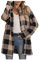 DeaAmyGline Fleecejacke Damen Lang Karierte Winter Jacke Mantel Parka Cardigan Plüschjacke Plüschmantel Wintermantel Winterjacke Fleece Jacken Damenjacken Teddyjacke für Frauen