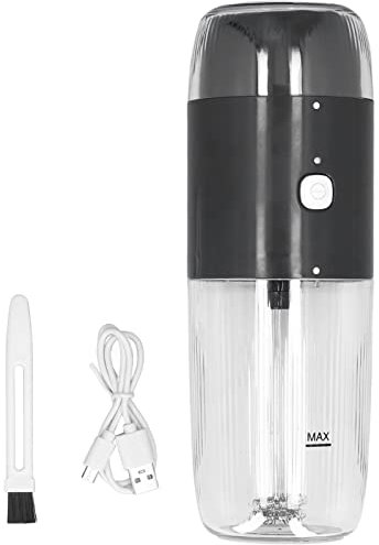 Mousseur à lait électrique et moulin à café, 2 en 1 Machine à lait portable automatique Bouteille multifonctionnelle Charge USB DC3.7V 45W for café, latte, chocolat chaud (Noir) ( Color : Black )