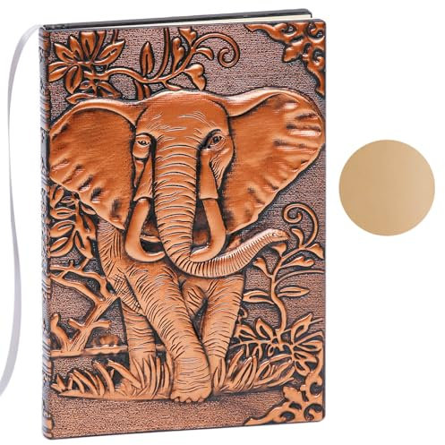 A.F.N.A.L Unliniertes Tagebuch, Elefant, 3D-geprägtes Kunstmuster, Hardcover, Notizbuch, Geschenk, A5, blanko, Skizzenbuch, Notizblock, 21,3 x 14,5 cm (100 Blatt, 200 Seiten)