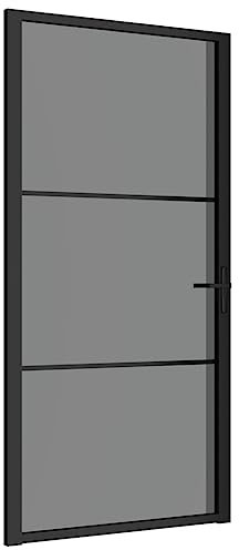 vidaXL Porta Interna 102,5x201,5 cm Nera in Vetro ESG e Alluminio