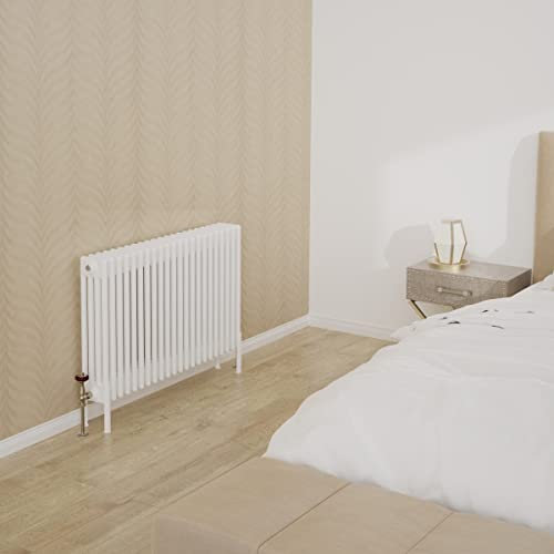 Warmehaus Traditional Cast Iron Style White 4 Column Horizontal Radiator 600x1010mm Central Heating Space Saving Radiators
