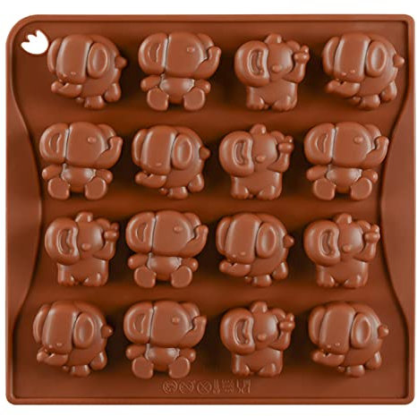 WishesMar Moule à Chocolat Forme de Divers Éléphant 16 Cavités Moules en Silicone pour Bonbon Glace Petit Savon Décoration de Gateau