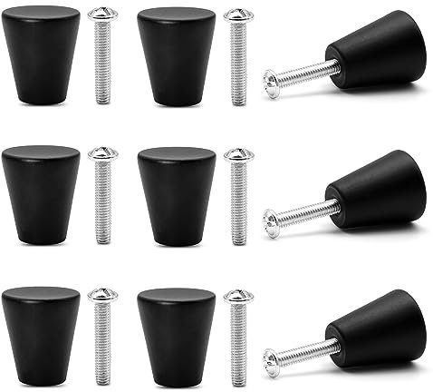 Brelet 9 Schubladenknöpfe aus Metall. Moderne Möbelknöpfe aus mattem Aluminium mit Schrauben. Runde Form für Küchenschränke, Schubladen, Möbel zum Renovieren und Badmöbel (schwarz)