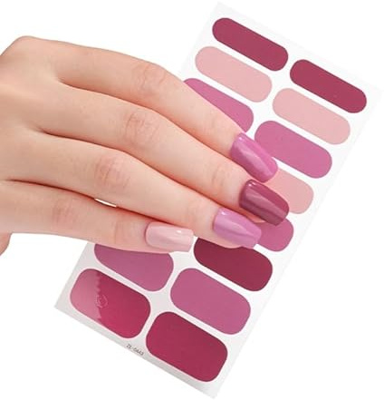 Yisawroy 16 Streifen, halbgehärtete Gel-Nagelaufkleber-Set für UV-Lampe, Designer, 3D-Nagellack, modische Gel-Nagelkunst-Aufkleber