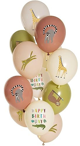 Folat 25154 Luftballons Set Latex-Zoo 33cm-12 Stück-Für Geburtstag Kinder und Party Deko, Mehrfarbig