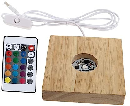 DOITOOL 1 Satz Massivholz-Leuchtsockel 3D-Glas-Lichtsockel Kristall-Led-Lichtsockel Heimdekoration Usb-Halter Glashalter Kristallhalter Beleuchtung Led-Sockel