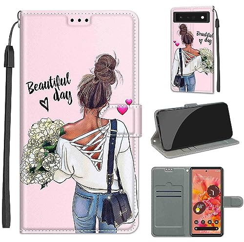 Handyhülle für Google Pixel 6 Hülle Frau | Premium Klappbar Ledertasche mit Magnetverschluss, Kartenfächern & Standfunktion, robuste Schutzhülle für Pixel 6