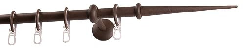 Garesa Gardinenstange Esperanca Ø 16mm, 1-läufig, Rost I Rustikale Vorhangstange inkl. Ringe + Faltenlegehaken I Mit Endknopf Spitze I Wandmontage I 150cm