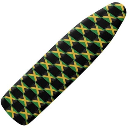 HUGS IDEA Ironing Board Cover Replacement Accessories, Novelty Jamaica Flag Print 52 x 13 Stretchy Iron Board Protector Cover with Elastic Edges