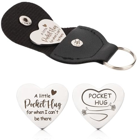 Jeton de Câlin de Coeur & Porte Clés en Cuir, Porte Clés Câlin de Poche pour Petite Amie Petit Ami Câlin de Poche Pocket Hug Token pour Amis Femmes Hommes Cadeaux de Noël Thanksgiving Amitié