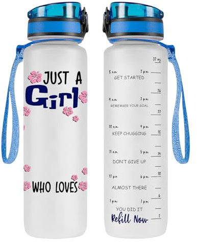 GEPOSTORE Wasserflasche mit Zeitmarkierung, 900 ml, Geschenke für Freunde