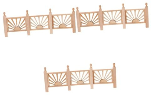 Abaodam 3 Pcs Dollhouse Balcony Dollhouse Railings Fairy Garden Decoration Fairy Garden Accessories Dollhouse Railing Models 1:12 Railings Wood Fairy Railing Small Furniture Mini Bamboo
