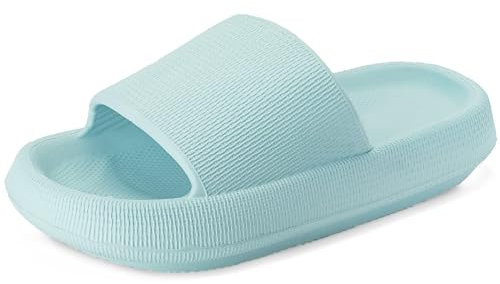 Misolin Zapatillas Mujer Hombre Chanclas Verano Super Suaves on Cloudyzzz Sandalias Antideslizante de Baño Secado Pantuflas Piscina Playa Comodas Interior Exterior Unisex,Azul Claro 37/38 EU