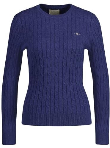 GANT Women's Stretch Cotton Cable C-Neck Sweater, Dusty Navy, S