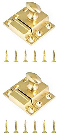Gold Turn Catches Harmac House® - Paquete de 2 cerraduras giratorias para puertas de armarios, armarios, armarios y pulgares (dorados)
