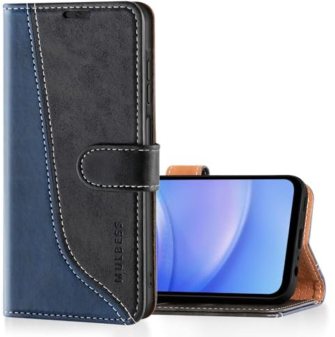 Mulbess für Samsung Galaxy A15 5G Hülle, Handyülle Leder mit Kartenfach, Klapphülle mit Magnetverschluss, Flip Case Etui Handytasche Schutzhülle, Stilvoll Schwarz