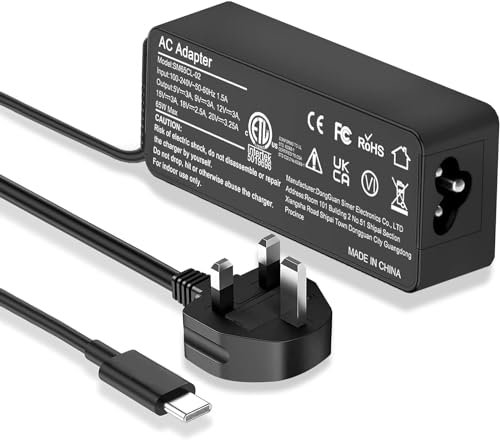 65W USB C Laptop Charger for ThinkPad T14 T15 T480 T480s T490s T570 T580 T580s E490 E580 E590 L380 L480 L390 L enovo Chromebook C330 S330 100e 300e 500e Yoga Type C Power Supply