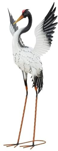 Geschenkestadl XXL Storch 82cm Metall Vogelfigur Teichfigur Haus Garten Dekoration, 882301