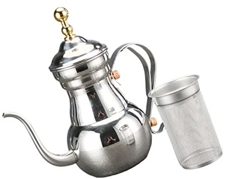 Mikinona Edelstahlkaffeekanne Mit Langem Ausguss Haushaltskaffeekessel Exquisiter Kaffeebehälter Kaffeefilterkessel Aus Hochwertigem Edelstahl Praktisch Für Heiße Und Kalte Getränke