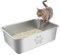 PTLOM - Bandeja para Arena de Acero Inoxidable para Gatos, Caja de Arena Grande de Metal para Gatos, a Prueba de Salpicaduras, sin olores y Antiadherente, Pata，50x35x15cm