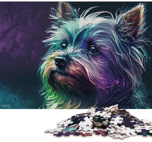 1000 Piece Jigsaw Puzzles Yorkshire Terrier Dog Jigsaw Puzzles For Kids Cardboard Puzzle Family Activity 38x26cm