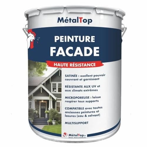 Metaltop - Peinture Facade - Vert feuillage - RAL 6002-1 L - Microporeuse, idéale pour murs extérieurs en rénovation ou neuf