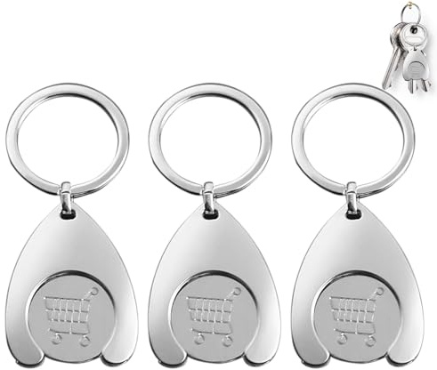 Jeton de Caddie Personnalisé en Alliage d'Aluminium - 3 Pièces Porte-Clés pour Chariot avec Mini Jeton