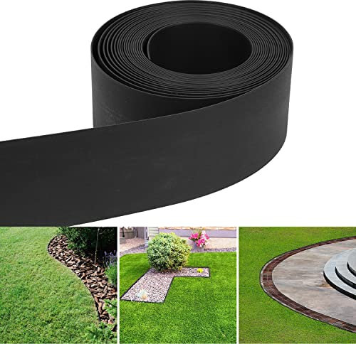 Eikuavons Rasenkante Kunststoff Mähkante Schwarz, Lawn Edging Roll, Gartenumrandung, Beeteinfassun, Rasenkantenband aus stabilem Plastik, Gartenzaun Beetumrandung Rasenbegrenzung(10 m x 12.5cm)