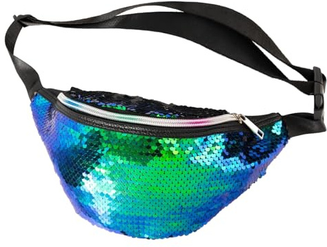 Bauchtasche Meerjungfrau, Green | Bauchtasche Damen Glitzer Pailletten, Meerjungfrau Kostüm für Karneval, Fasching, Mottoparty und Festival
