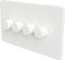 Flat Trailing Edge 2 Way LED Dimmer Switch Rotary Push On/Off for Dimmable LED and Halogen Lights - White 4-Gang