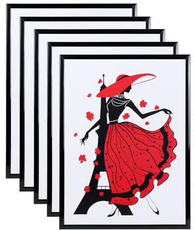 3er 5er 10er Set Bilderrahmen in Schwarz Fotorahmen aus Kunststoff Bilder Foto Posterrahmen Wanddeko Collage AC-6: Farbe: 5er Pack Schwarz | Format: 50x70