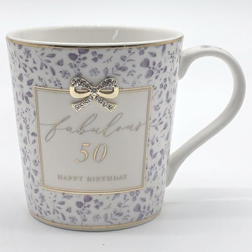 Lesser & Pavey Madelaine 50th Birthday Mug | Tea & Coffee, Hot Drinks, Fine China, Kitchen & Home, Reusable Ceramic, Every Occasion