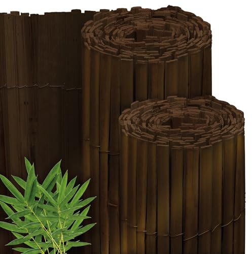Sol Royal Dunkelbrauner Split Bambus Sichtschutz 80x600 cm – Sichtschutz Bambus Zaun Bambusmatte Gartensichtschutz Balkon Sichtschutzzaun – Natursichtschutz Witterungsbeständig B55