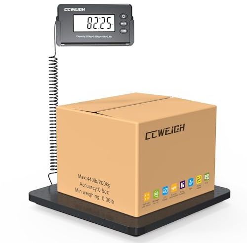 Shipping Scales 440lbs x 1oz Highly Accurate Postal Scales Ultrathin ABS Large Platform,Superlight Postal Scales for Shipping Packages,Small Business,Post Offices,luggage scale Battery and Adapter