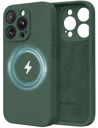 Yoursea Magnetic Case for iPhone 11 Pro Phone Case Accossories with Full Camera Len Protector Liquid Silicone Shockproof Gel Rubber Phone Case for iPhone 11 Pro Dark Green