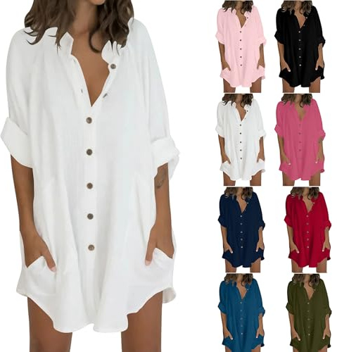 Chemisier Femme Chic et Élégant Chemise en Lin Respirant Haut Décontracté Couleur Unie Chemisiers et Blouses T Shirt Manche Longue Grande Taille Tunique Longue Blouse Casual Liquette