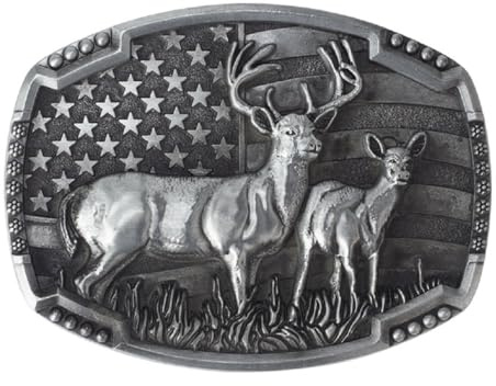 Fachoice Gürtelschnalle Hirsch USA Flagge für Herren Patriotische Amerikanische Gürtelschnalle Hirsch Cowboy Jahrgang Elch Schmuck für Manner